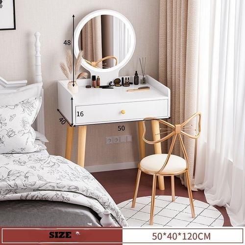 DRESSING TABLE WITH DRAWER AND BUTTERFLY CHAIR / FR-0006 - SIZE 50x40x12CM COLOR WHITE DRESSING TABLE WITH DRAWER AND BUTTERFLY CHAIR