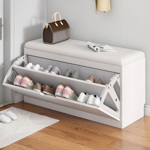2 LAYER SHOE CHANGING BENCH STORAGE / HM-0021 - SIZE 50x24CM COLOR WHITE 2 LAYER SHOE CHANGING BENCH STORAGE