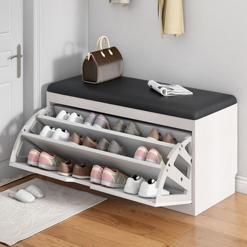 3 LAYER SHOE CHANGING BENCH STORAGE / HM-0022 - SIZE 50x30CM COLOR BLACK 3 LAYER SHOE CHANGING BENCH STORAGE BLACK LEATHER