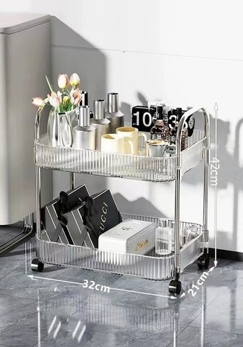 2 LAYER WHITE CRYSTAL TRANSPARENT STORAGE RACK / HM-0030 - SIZE 32x21x42CM COLOR WHITE CRYSTAL TRANSPARENT 2 LAYER STOAGE RACK