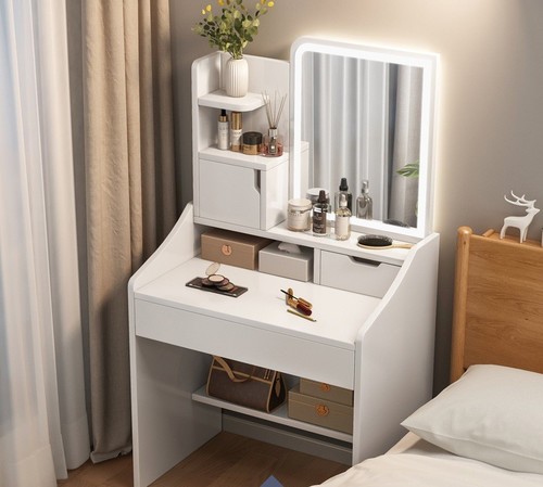 MAKE-UP DRESSER 1 DRAWER 2 CABINETS WITH LED LIGHT / FR-0051 - MAKE-UP DRESSER 1 DRAWER 2 CABINETS Color: Warm white Size: 60*40*130cm