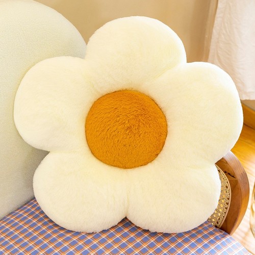 FLOWER DESIGN SOFA PILLOW / HM-0031 - SIZE 45CM COLOR WHITE AND YELLOW SOFA PILLOW