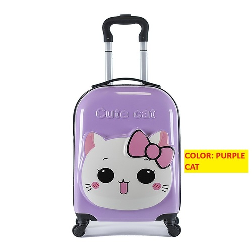 CHILDREN'S TROLLEY SUITCASE 18 INCH / BG-0020 - CHILDREN'S TROLLEY SUITCASE 18 INCH Color: Light Pink Rabbit, Light Pink Cat, Rose Pink Cat, Purple Cat, Dinosaur, Tiger