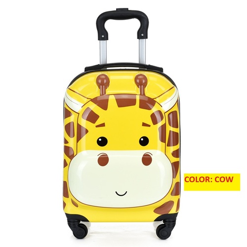 CHILDREN'S TROLLEY SUITCASE / BG-0021 - CHILDREN'S TROLLEY SUITCASE 18 INCH Color: Pink Bear, Pink Cat, Yellow Cat, White Bear, Blue Bear, Cow