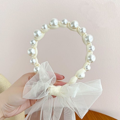 PEARL RIBBON HEAD BAND / KA-0008 - BIG PEARL RIBBON HEADBAND