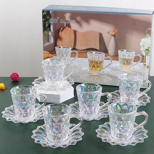 8 PIECES SET TEA CUP / KN-0039 - 8 PIECES SET CRYSTAL GLASS TEA CUP