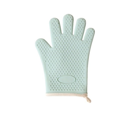 KITCHEN GLOVES / KN-0050 - Kitchen Microwave Oven Cotton Thick Silicone Anti-scalding Heat Insulation Gloves Color : Mint Green, White Size: Large