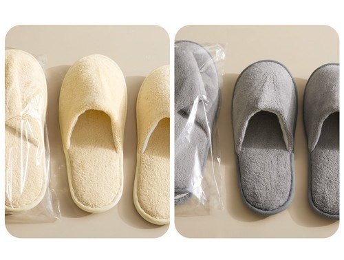DISPOSABLE SLIPPERS THICK SOLES / WS-0031 - Disposable slippers for hotels and homestays thick soles Color : Beige, Grey Size: Medium