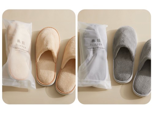 DISPOSABLE SLIPPERS THICK SOLES / WS-0033 - Disposable slippers for hotels and homestays, non-slip thick soles Color : Beige, Grey Size: 28*11cm