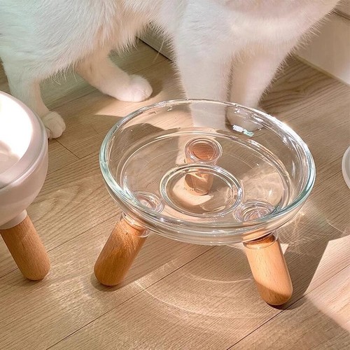 CAT GLASS BOWL WITH STAND / PS-0025 - CAT GLASS BOWL WITH STAND