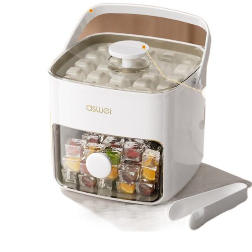 PRESS ICE CUBE MOLD BOX / KN-0053 - Press ice cube mold Double layer 48 grids Color: Cream white