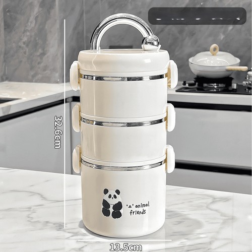 صندوق غداء من الفولاذ المقاوم للصدأ بثلاث طبقات قابل للاستخدام في الميكروويف / KN-0045 - صندوق غداء من الفولاذ المقاوم للصدأ بثلاث طبقات قابل للاستخدام في الميكروويف