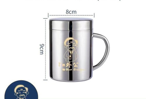 كوب ماء من الفولاذ المقاوم للصدأ سعة 300 مل مع غطاء / KN-0075 - كوب ماء من الفولاذ المقاوم للصدأ سعة 300 مل مع غطاء
