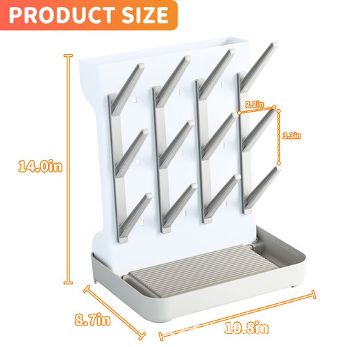 BABY BOTTLE DRAIN RACK / KN-0104 - BABY BOTTLE DRAIN RACK Color: White and Grey