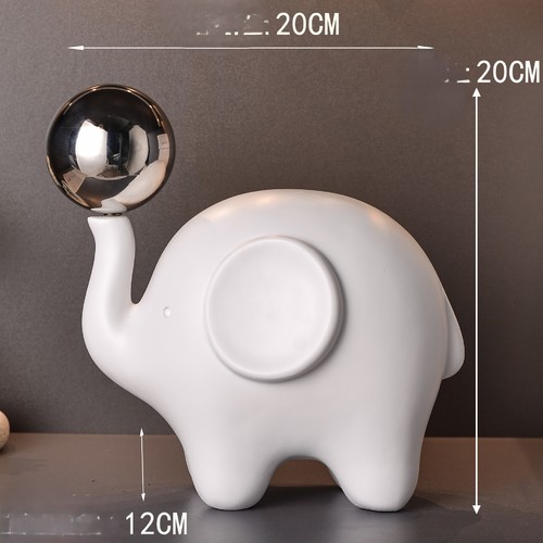 DESKTOP DECORATION / HM-0055 - DESKTOP DECORATION MATTE WHITE BALLOON ELEPHANT Size: 20*20*12