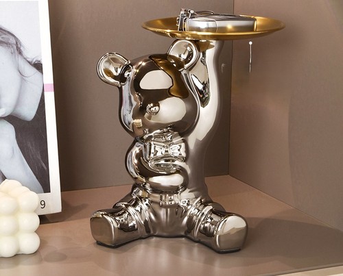 LIVING ROOM DECORATION / HM-0062 - Living room decoration Electroplating Raise your hand bear Color: Silver
