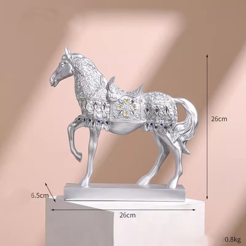 RISE TO THE TOP-SILVER HORSE RESIN / HM-0064 - LIVING ROOM DECORATION Size: 6.5*26*26cm Weight: 0.8kg