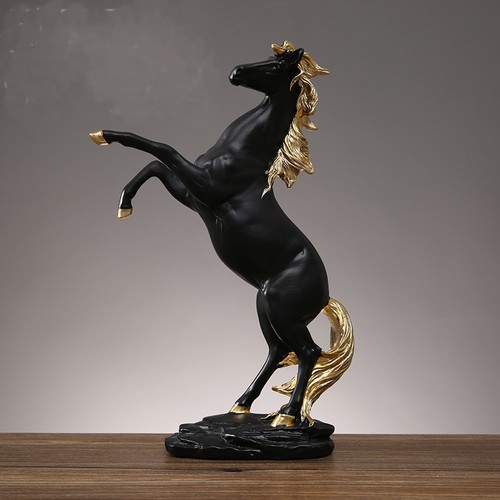 SUCCESSFUL BLACK AND GOLD HORSE RESIN / HM-0070 - LIVING ROOM DECORATION Color: Black and Gold Size: 22*7.5*29.5 cm Weight: 0.55 kg