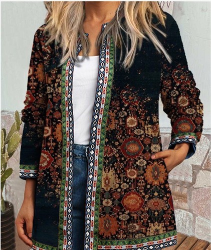 ETHNIC STYLE LONG SLEEVED CARDIGANS JACKET / WD-0113 - ETHNIC STYLE LONG SLEEVED CARDIGANS JACKET