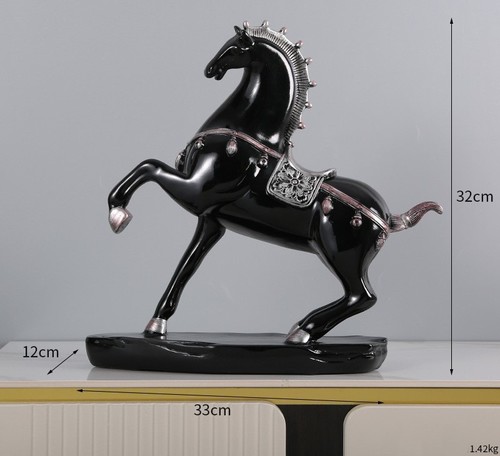 LARGE SUCCESS HORSE RESIN / HM-0077 - LIVING ROOM DECORATION Color: Black Size: 12*33*32 cm Weight: 1.42 kg