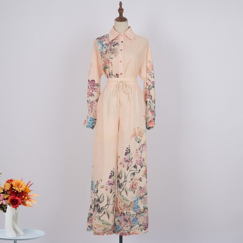 2 PIECE LINEN FLOWER PRINT TOPS AND TROUSERS / WD-0119 - 2 PIECE LINEN FLOWER PRINT TOPS AND TROUSERS