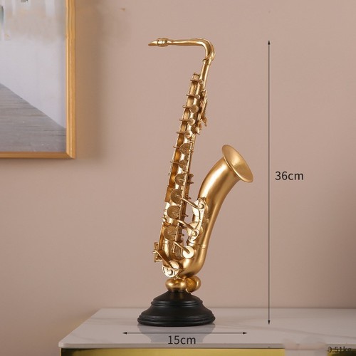 SAXOPHONE- GOLD RESIN / HM-0083 - LIVING ROOM DECORATION Color: Gold Size: 36*15 cm Weight: 0.51 kg