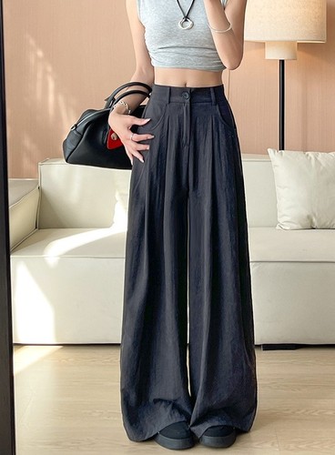 LOOSE WIDE LEG PANTS FOR WOMEN / WD-0127 - COLOR BLACK LOOSE WIDE LEG PANTS FOR WOMEN