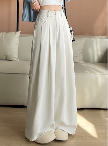 LOOSE WIDE LEG PANTS FOR WOMEN / WD-0131 - COLOR OFF WHITE LOOSE WIDE LEG PANTS FOR WOMEN