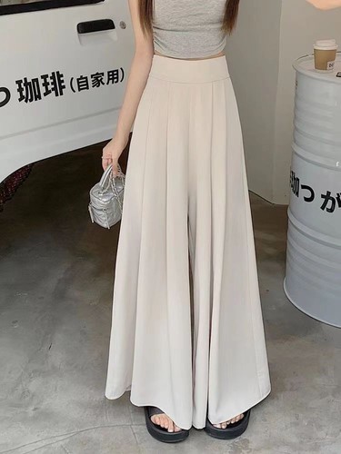 WIDE LEG PLEATED HIGH WAIST PANTS / WD-0133 - COLOR APRICOT WIDE LEG PLEATED HIGH WAIST PANTS