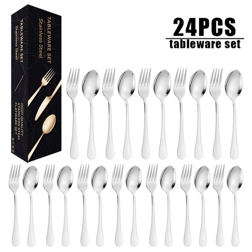 24 PIECES TABLEWARE SET STAINLESS STEEL / KN-0068 - COLOR SILVER 24 PIECES TABLEWARE SET STAINLESS STEEL