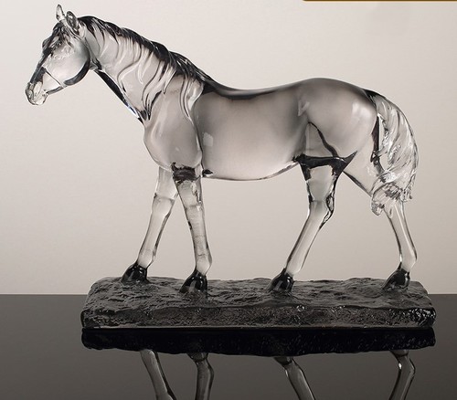 TRANSPARENT HORSE RESIN / HM-0096 - LIVING ROOM DECORATION Color: Grey Size: 30*10*25 cm