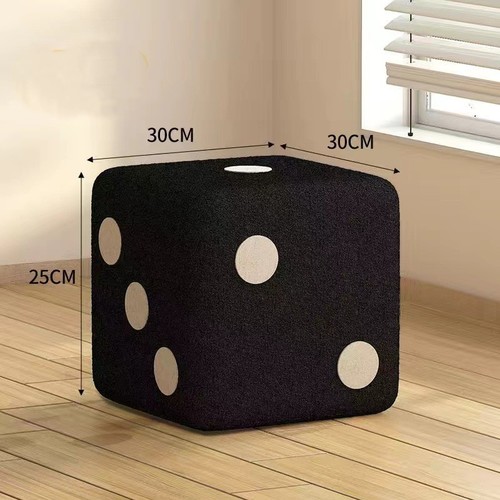 SMALL DICE STOOL CUSHION / HM-0095 - LIVING ROOM STOOL- WASHABLE Color: Black B Size: 25*30*30 cm