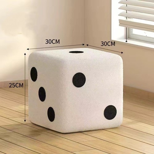 SMALL DICE STOOL CUSHION / HM-0097 - LIVING ROOM STOOL- WASHABLE Color: White B Size: 25*30*30 cm