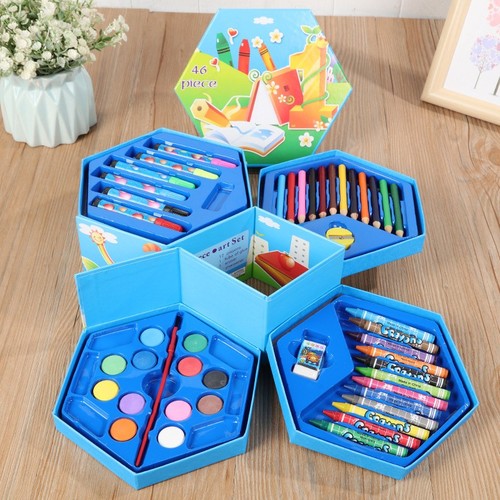 46 PIECE SET CHILDREN'S WATER COLOR AND PEN PAINTING / SC-0005 - 46 PIECE SET CHILDREN'S WATER COLOR AND PEN PAINTING