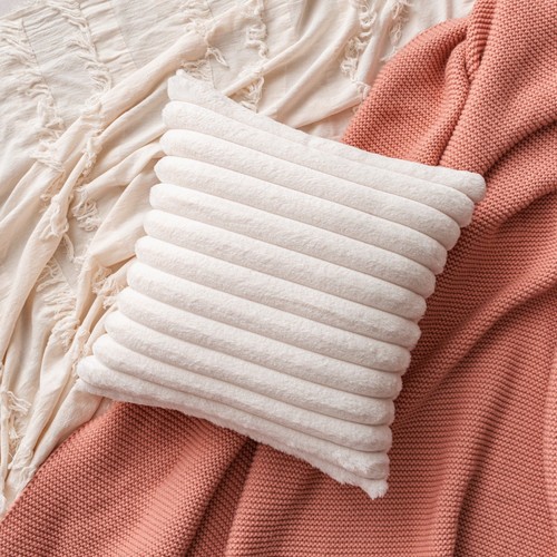 WHITE STRIPE SOFA PILLOW COVER / HM-0142 - SIZE 45X45CM WHITE STRIPE SOFA PILLOW COVER PILLOW NOT INCLUDED
