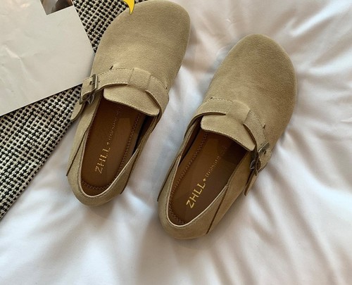 BIRKENSTOCK FLAT CASUAL SHOES THICK-SOLE / WS-0014 - COLOR SAND GRAY BIRKENSTOCK FLAT CASUAL SHOES THICK-SOLE