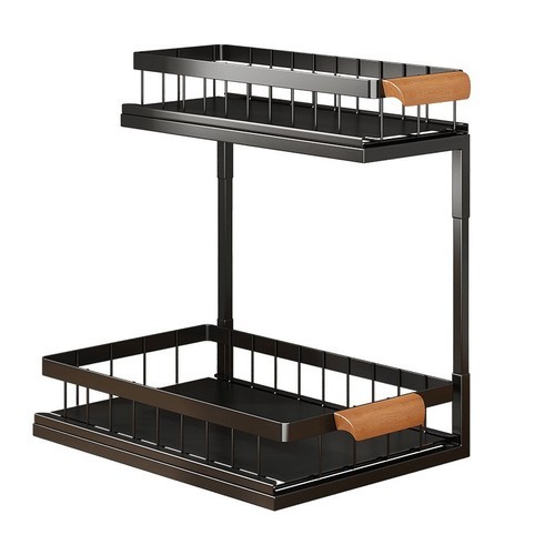 KITCHEN STORAGE RACK 2 LAYERS / KN-0019 - KITCHEN PULL OUT CABINET STORAGE RACK 2 LAYERS