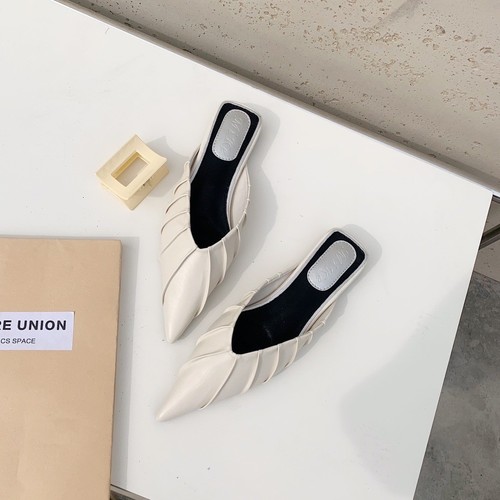 POINTED HALF SANDALS FOR WOMEN / WS-0017 - COLOR BEIGE POINTED HALF SANDALS