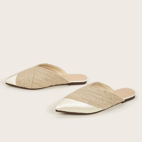 COLOR BEIGE ROPE DESIGN SANDALS / WS-0028 - COLOR BEIGE ROPE DESIGN SANDALS