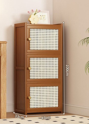 3 LAYER BOOKSHELF / HM-0115 - 3 LAYER BOOKSHELF Color: Brown Plastic Rattan Door