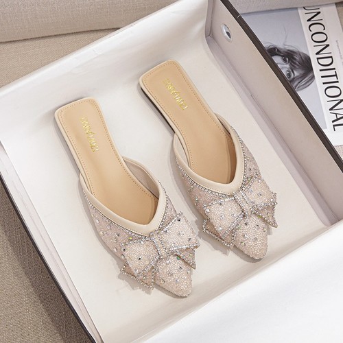 COLOR APRICOT DIAMOND STYLE FLAT SANDALS / WS-0037 - COLOR APRICOT DIAMOND STYLE FLAT SANDALS