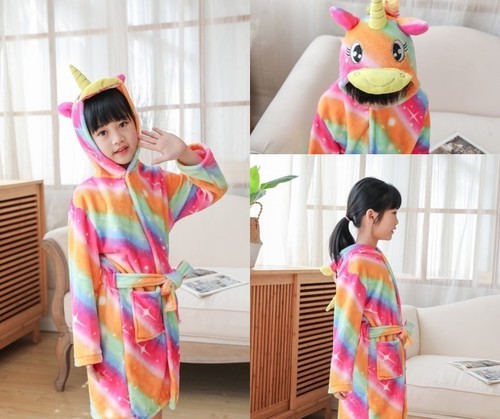 BATHROBE FOR GIRLS / BR-0025 - COLORFUL LONGSLEEVE BATHROBE FOR GIRLS