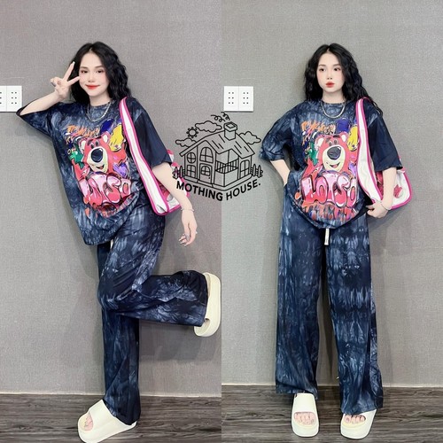 BLACK COLOR 2 PIECE SHORT-SLEEVED AND WIDE LEG PANTS / WD-0141 - ONE SIZE BLACK COLOR 2 PIECE SHORT-SLEEVED AND WIDE LEG PANTS