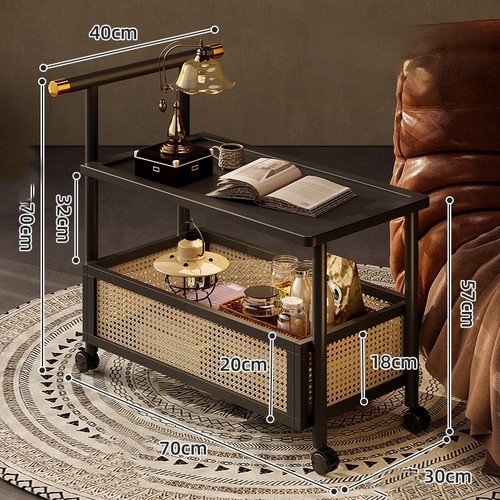 TABLE WOOD TROLLEY 70 mm / HM-0136 - Table small trolley Color : Elegant Black Size: 70mm long (with universal wheels)