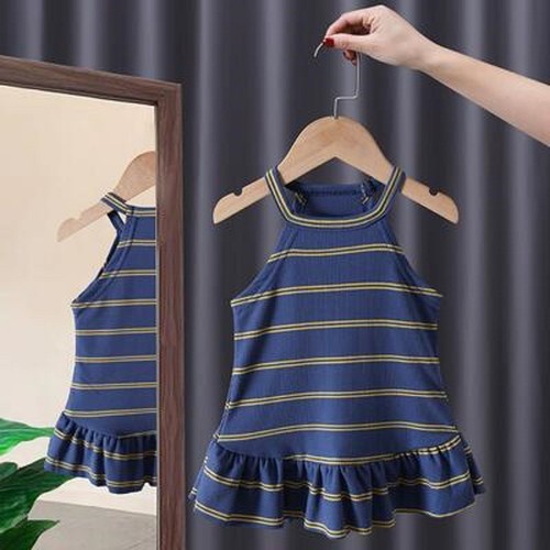 BLUE SUMMER VEST DRESS FOR GIRLS / BB-0205 - BLUE SUMMER VEST DRESS FOR GIRLS