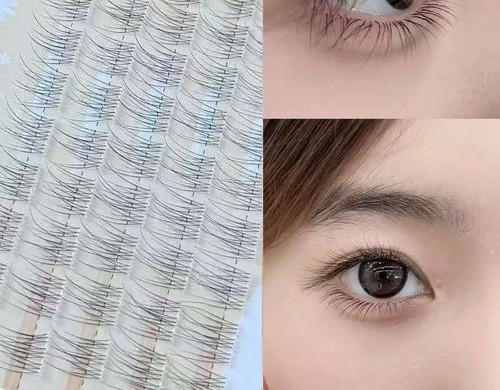 RAW FISHTAIL EYELASHES 36 CLUSTERS WITH TWEEZERS / MU-0013 - RAW FISHTAIL EYELASHES 36 CLUSTERS WITH TWEEZERS STEMLESS AND GLUE-FREE