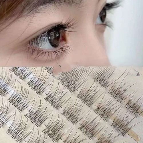 RAW FISHTAIL EYELASHES 10 ROWS OF 120 CLUSTERS / MU-0015 - RAW FISHTAIL EYELASHES 10 ROWS OF 120 CLUSTERS STEMLESS AND GLUE-FREE