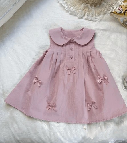 PINK SUMMER VEST DRESS FOR GIRLS / BB-0211 - PINK SUMMER VEST DRESS FOR GIRLS