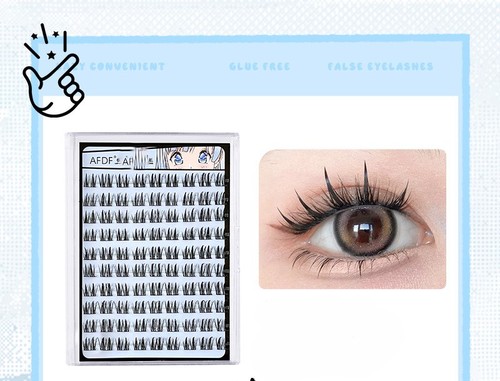 DOUBLE-POINTED WHEAT EARS EYELASHES 10 ROWS / MU-0017 - GLUE- FREE SINGLE BOX + TWEEZERS