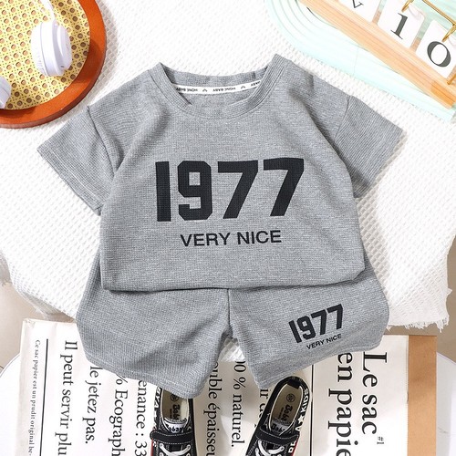 80CM GRAY COLOR TWO PIECE T-SHIRT AND SHORT / BY-0027 - 80 GRAY COLOR TWO PIECE T-SHIRT AND SHORT